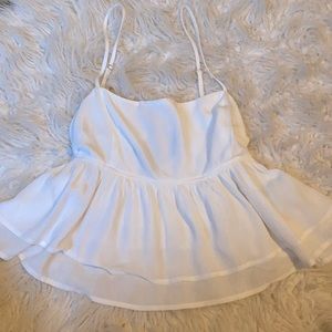 Forever 21 Women's Ivory White Layer Tank Cami Top Scrunch Adjustable Straps